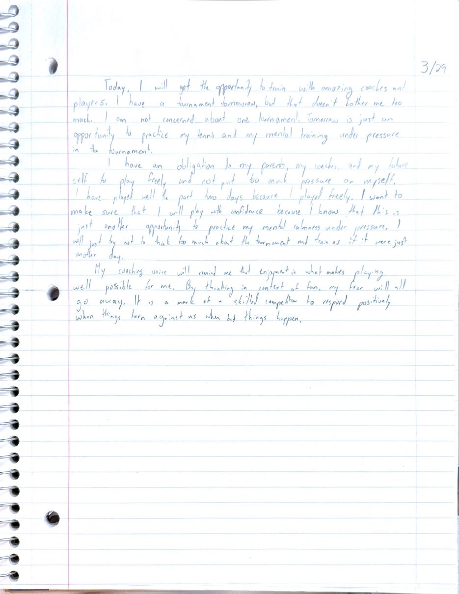 Scan of the handwritten notebook page, March 29, 2024