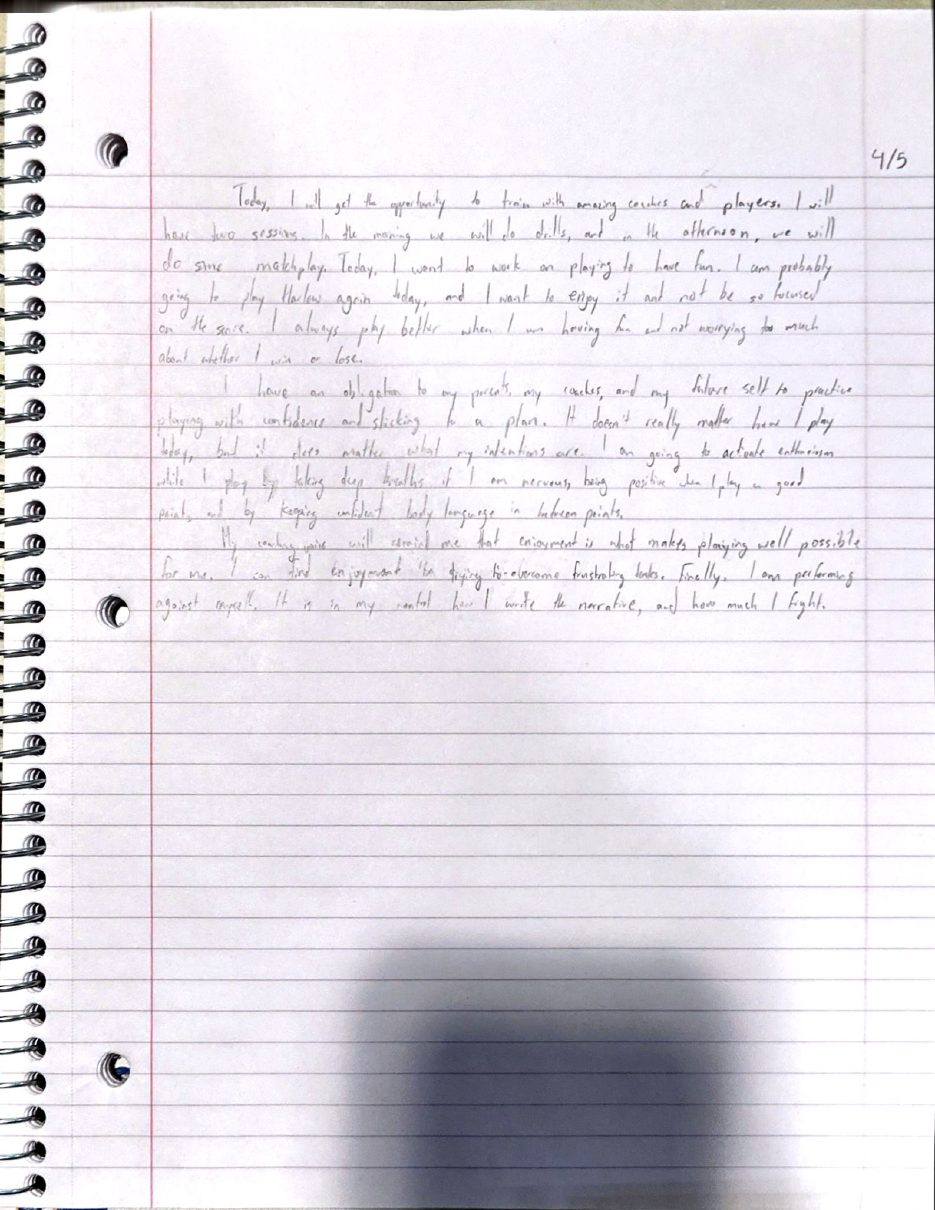 Scan of the handwritten notebook page, April 5, 2024