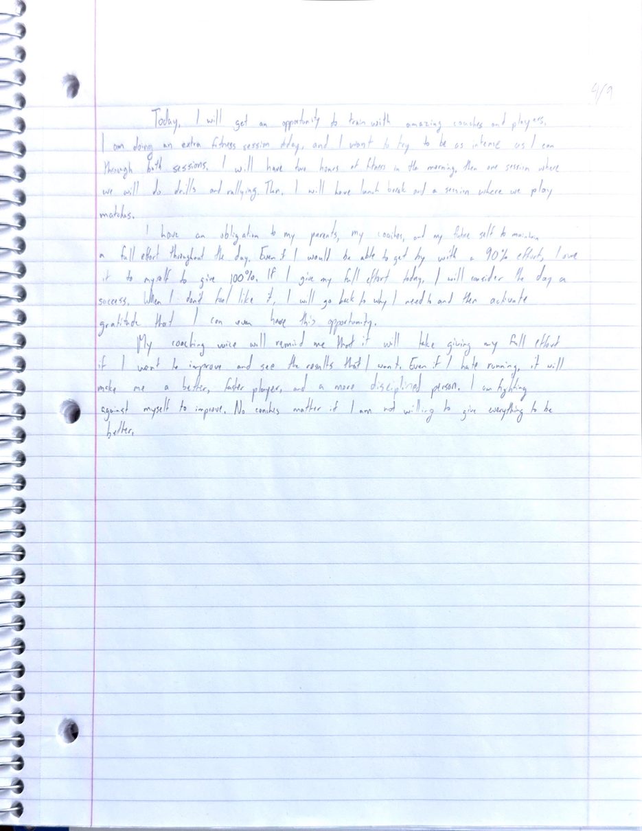 Scan of the handwritten notebook page, April 9, 2024