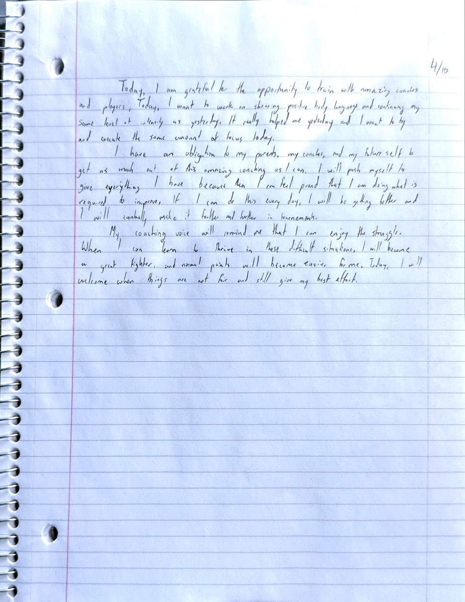 Scan of the handwritten notebook page, April 10, 2024