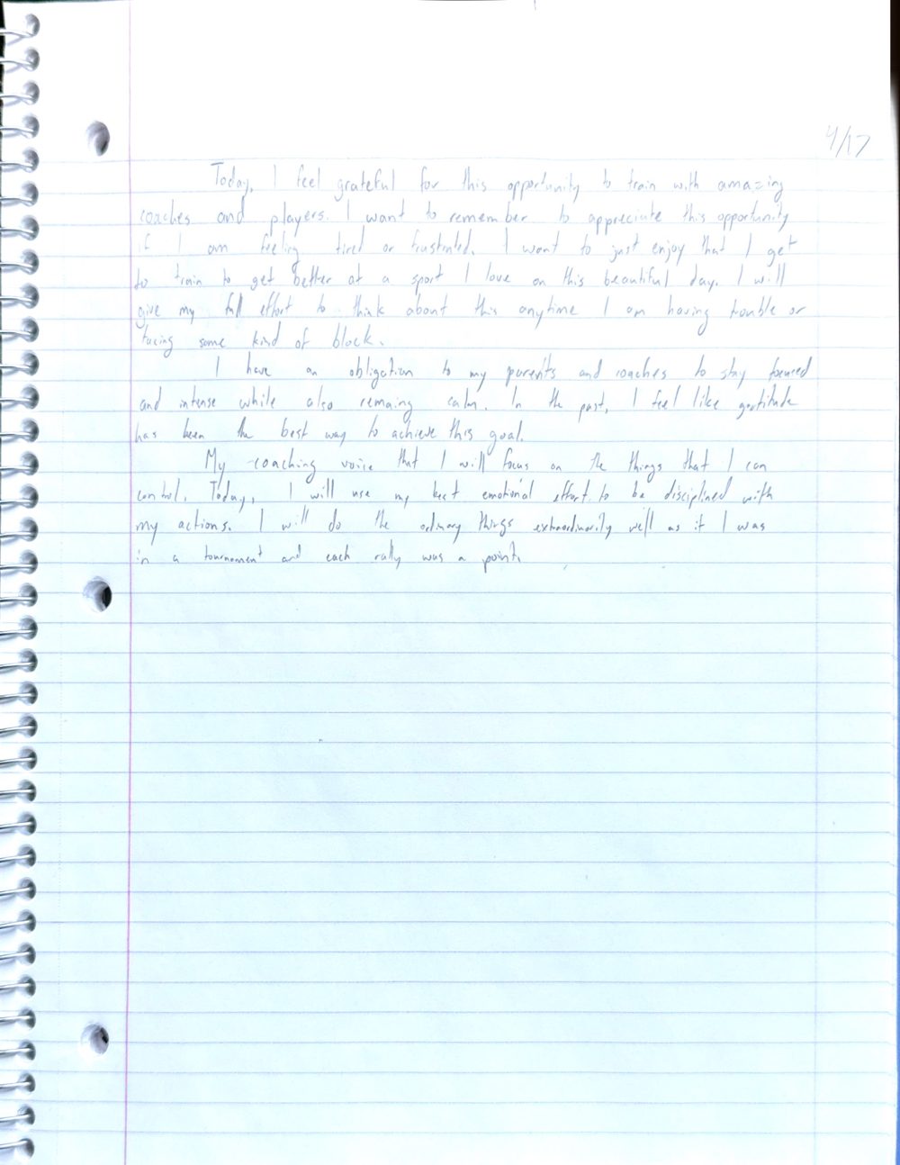 Scan of the handwritten notebook page, April 17, 2024