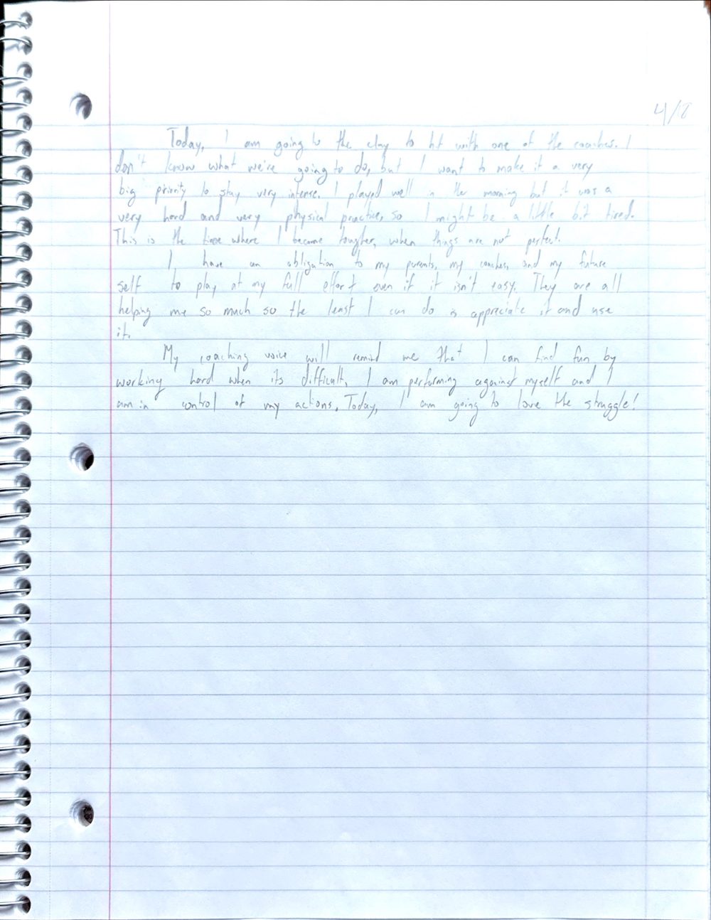 Scan of the handwritten notebook page, April 18, 2024