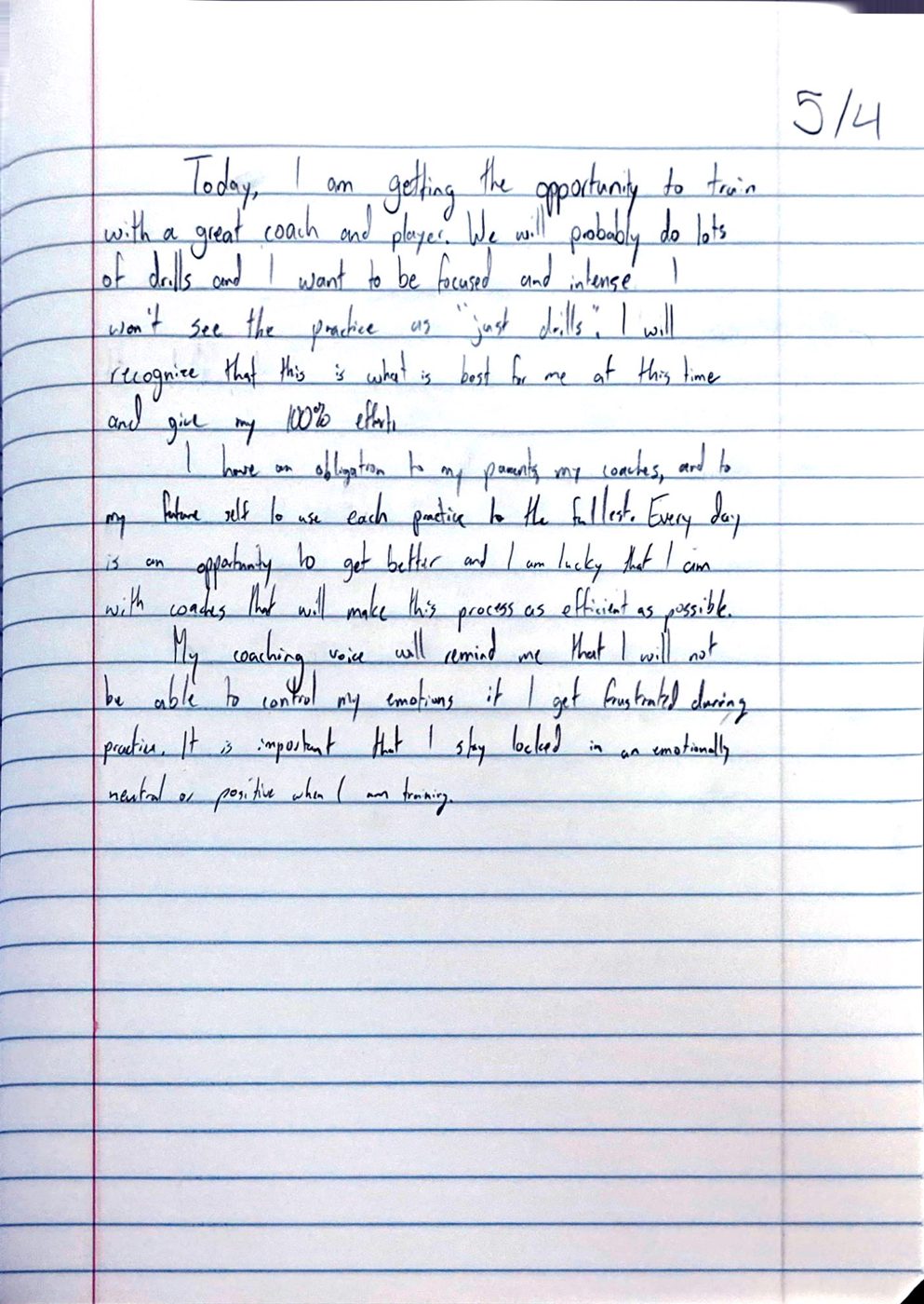 Scan of the handwritten notebook page, May 4, 2024