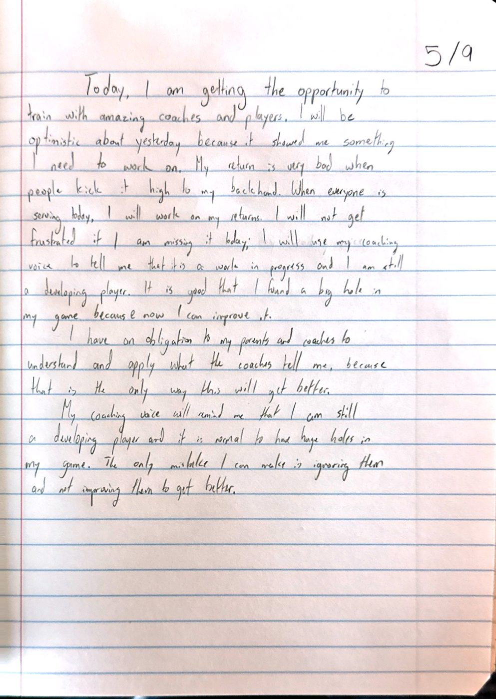 Scan of the handwritten notebook page, May 9, 2024