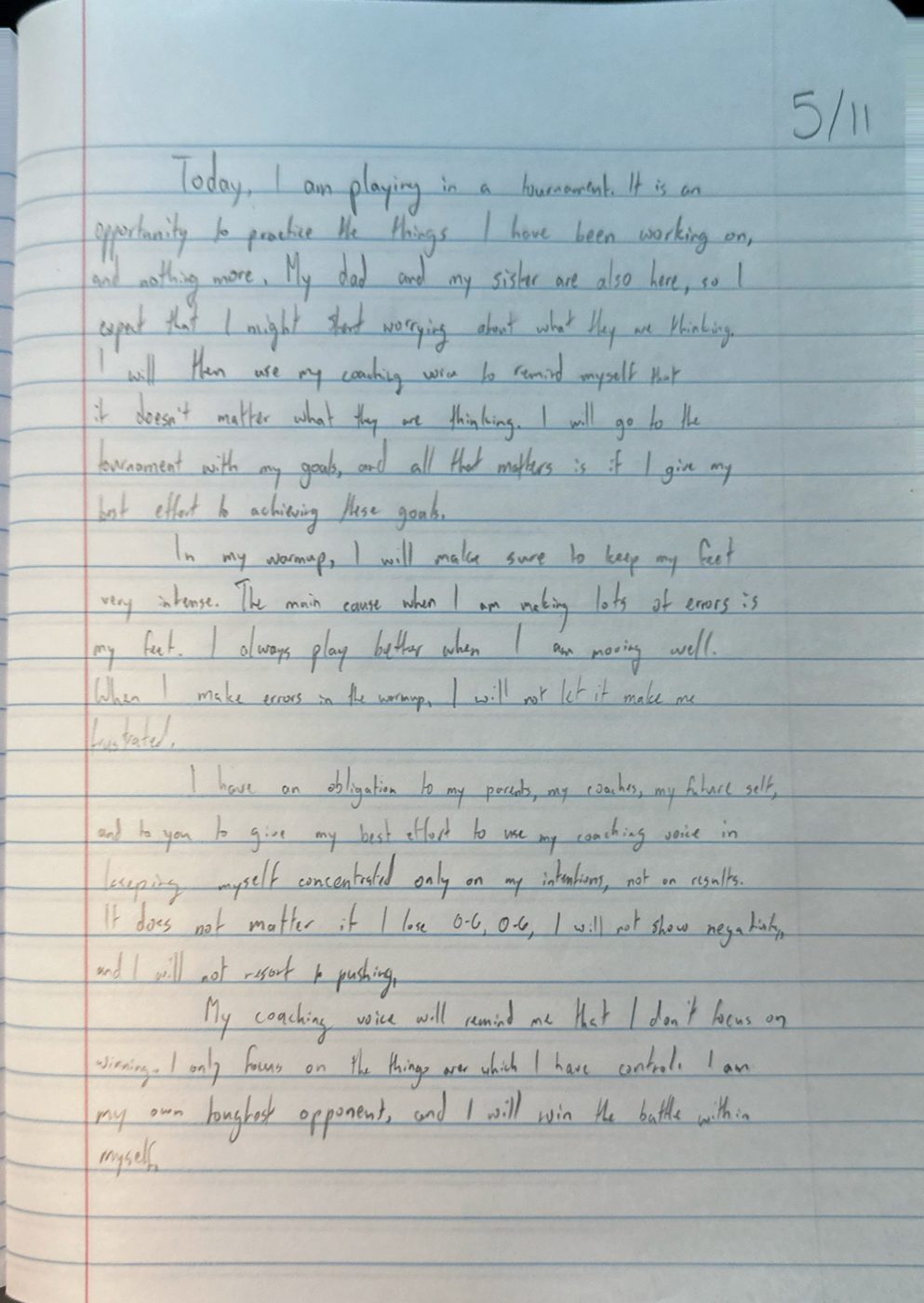 Scan of the handwritten notebook page, May 11, 2024