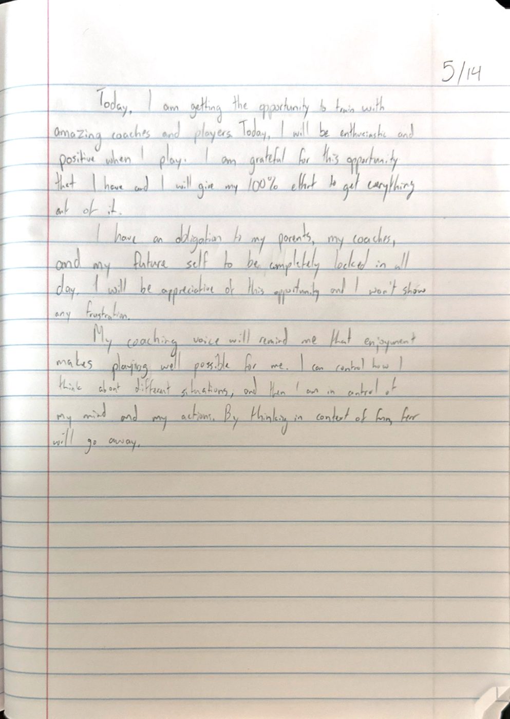 Scan of the handwritten notebook page, May 14, 2024