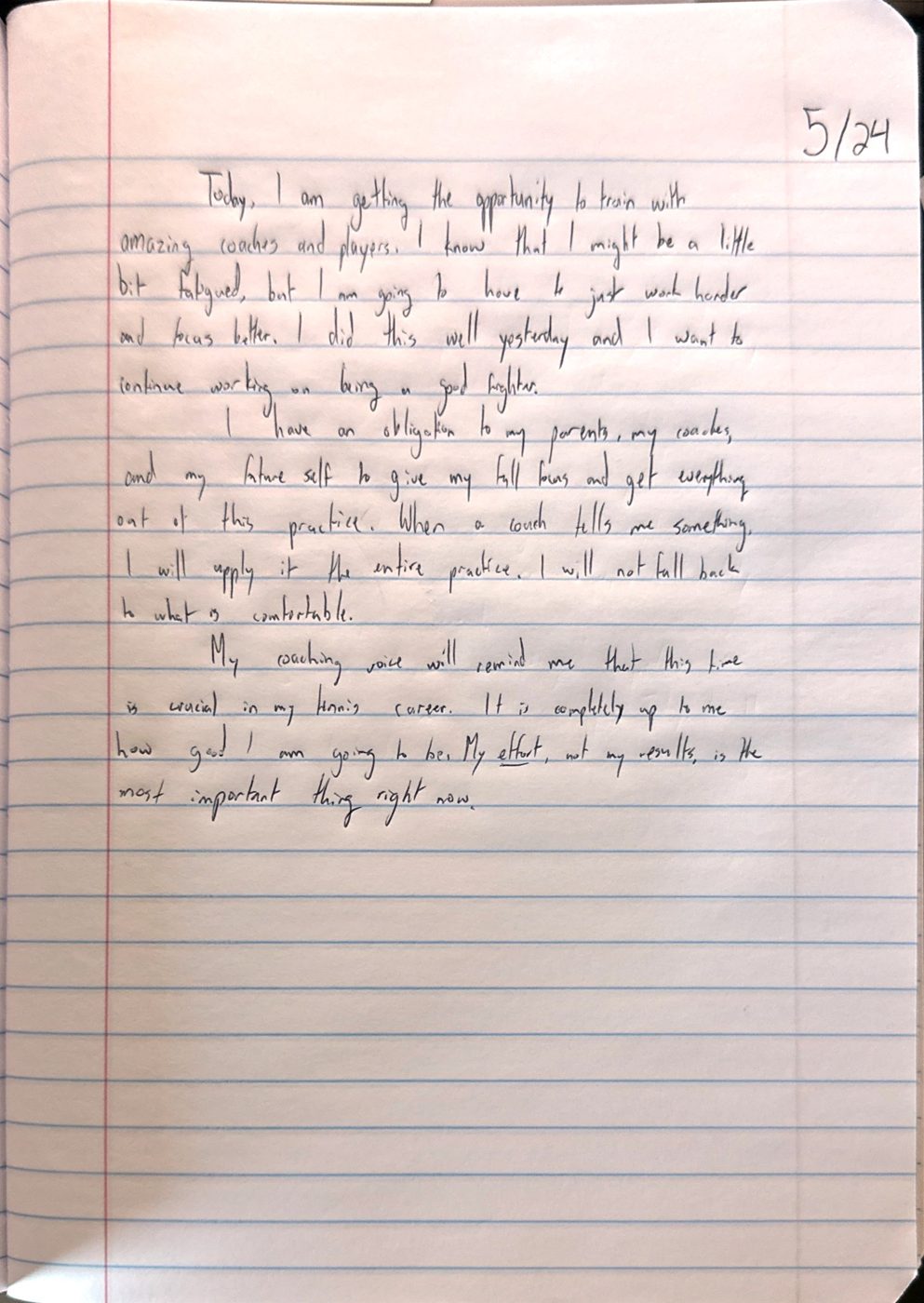 Scan of the handwritten notebook page, May 24, 2024