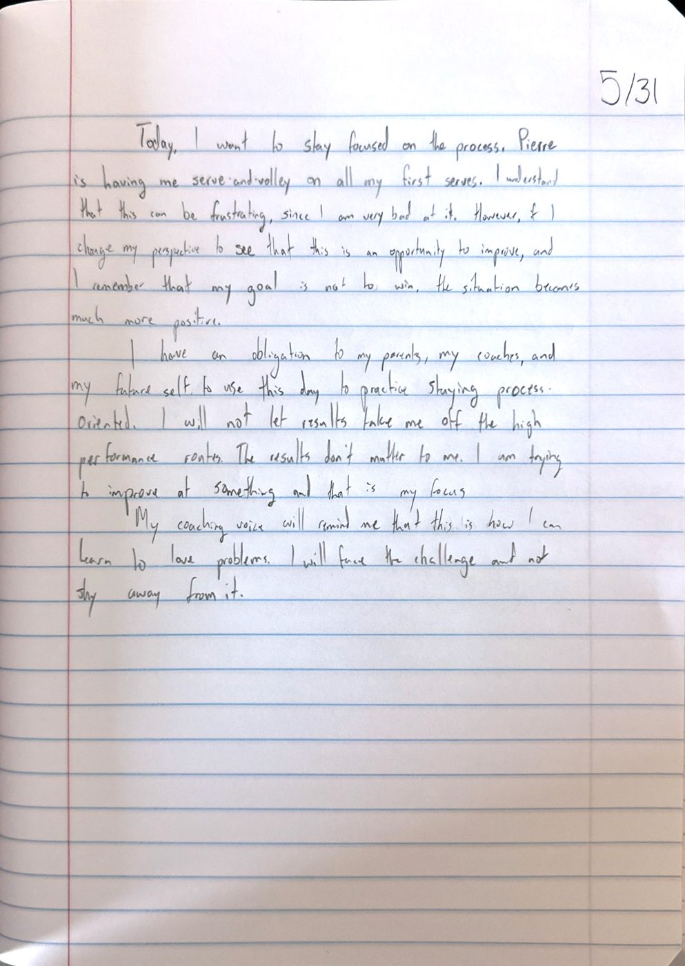 Scan of the handwritten notebook page, May 31, 2024