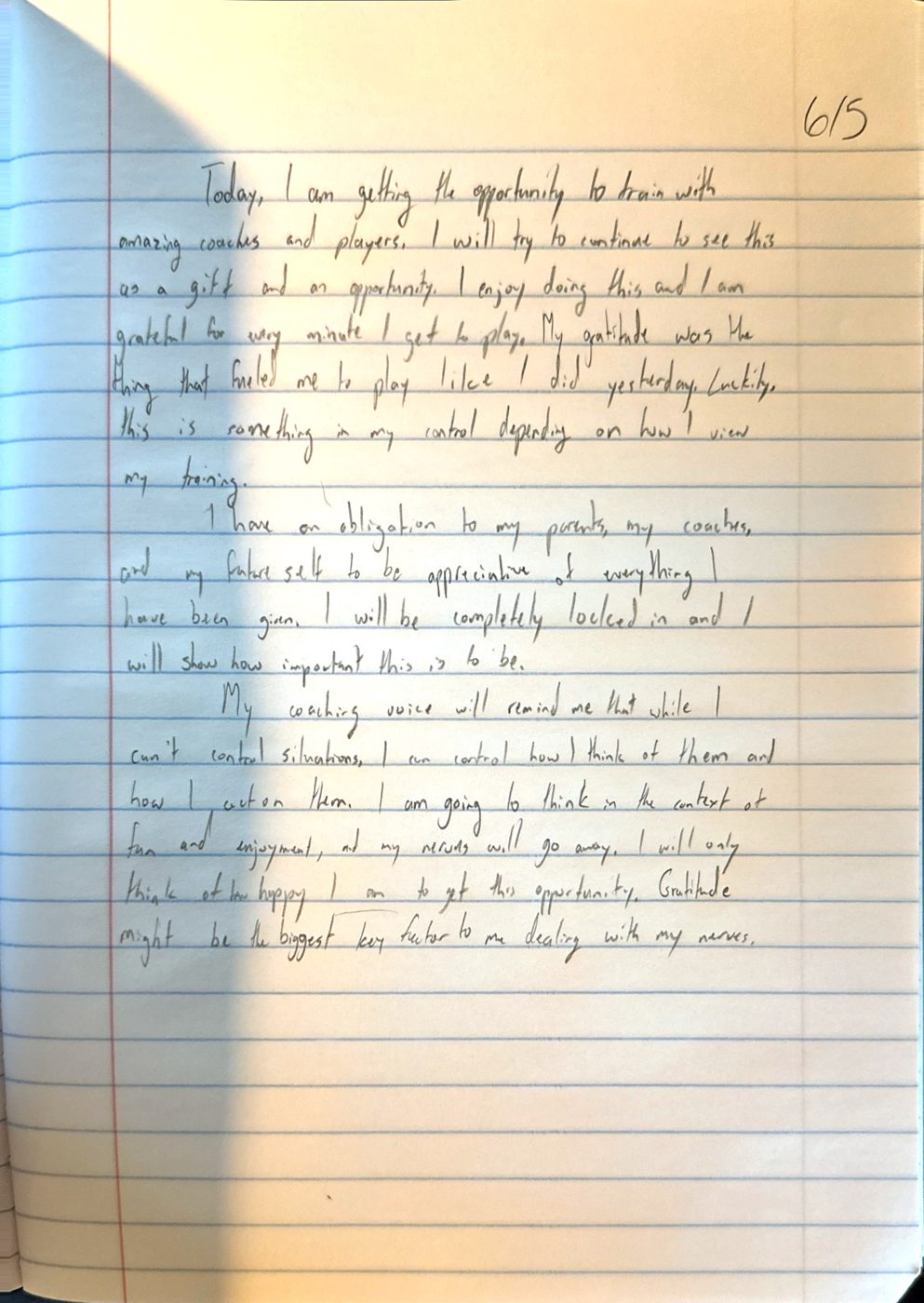 Scan of the handwritten notebook page, June 5, 2024