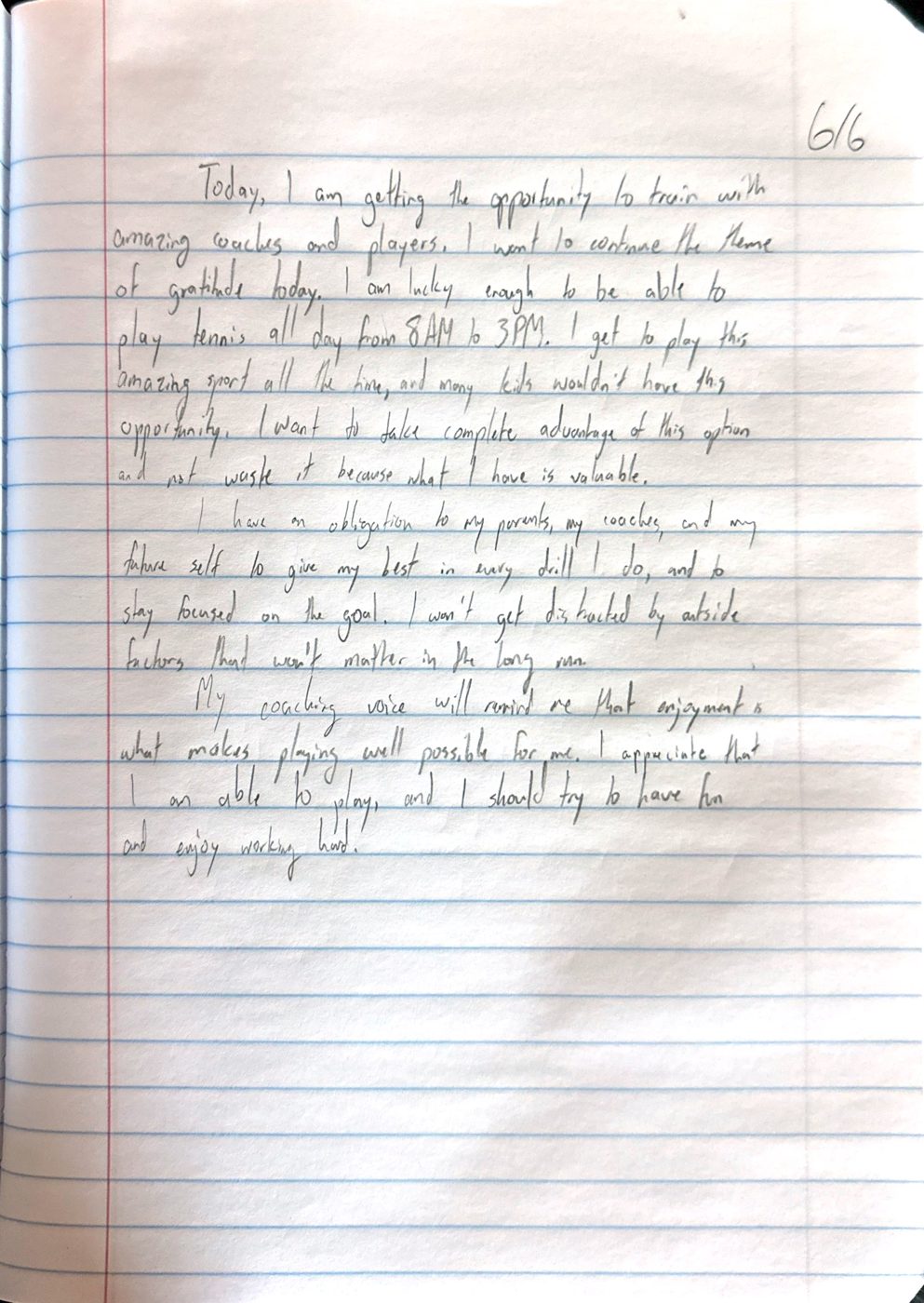 Scan of the handwritten notebook page, June 6, 2024