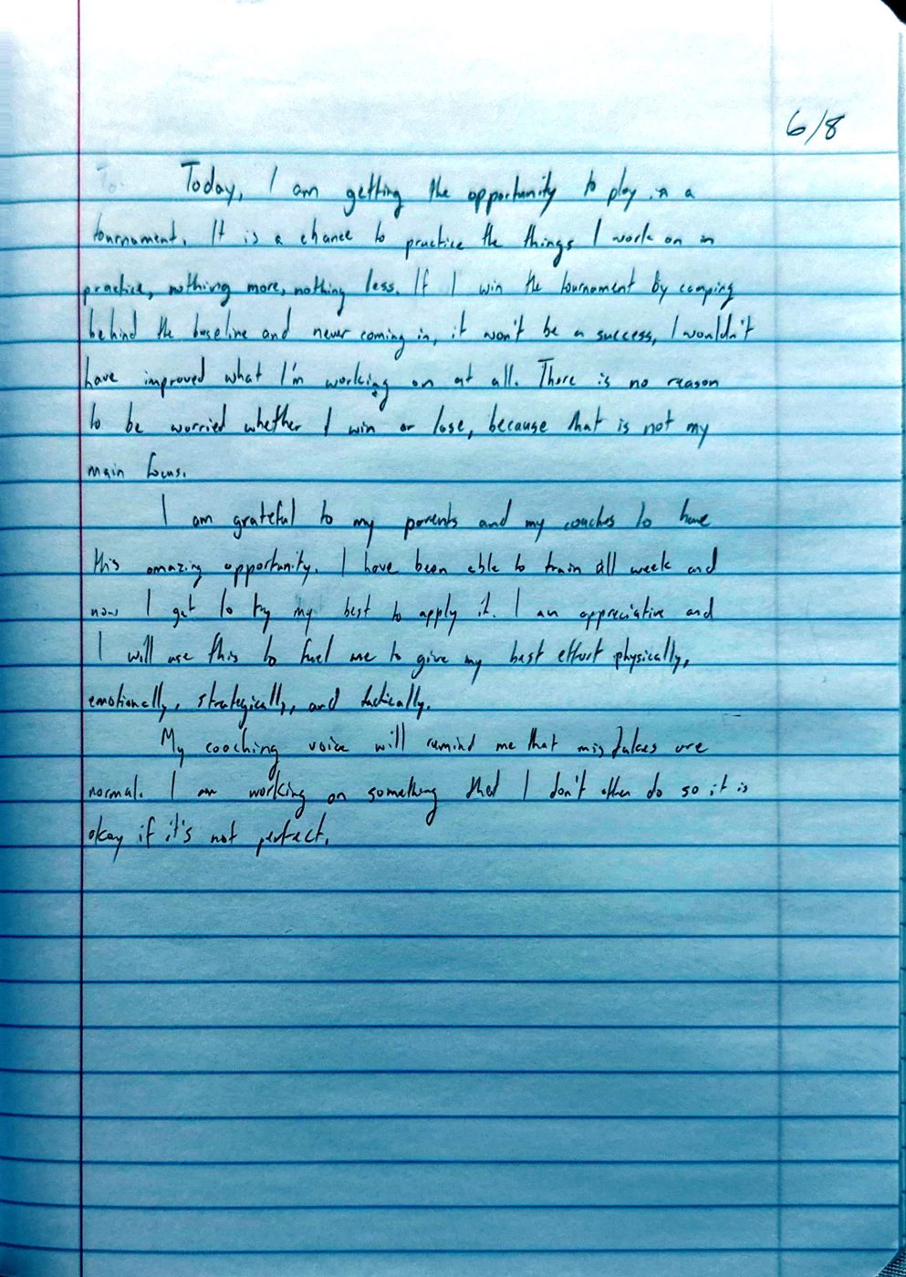 Scan of the handwritten notebook page, June 8, 2024