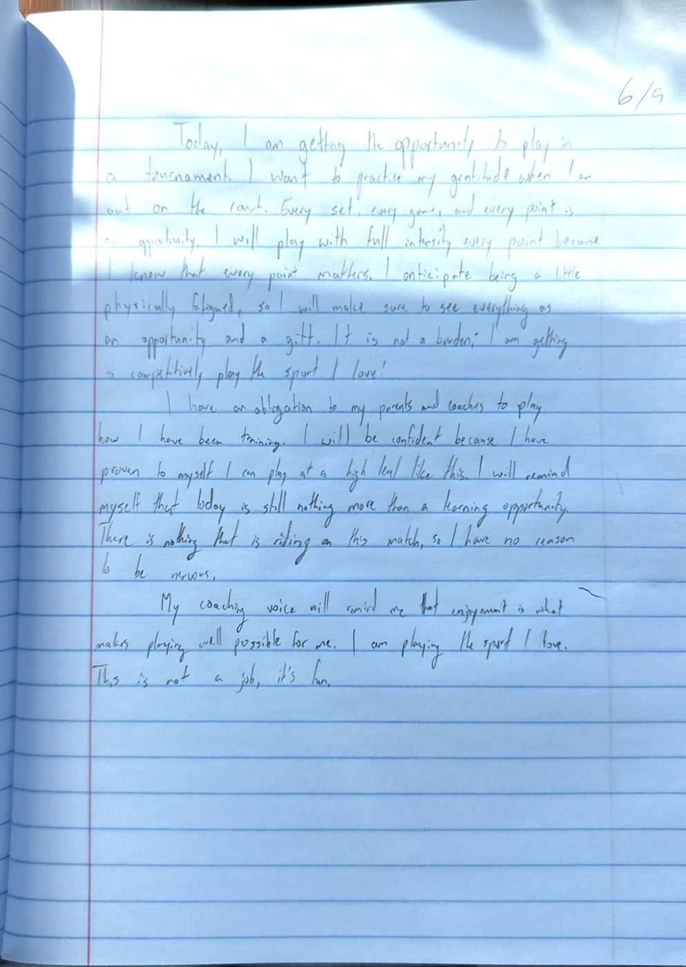 Scan of the handwritten notebook page, June 9, 2024