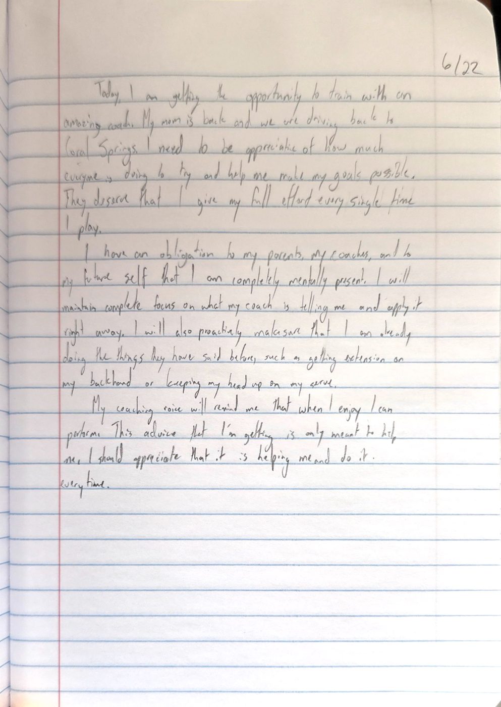 Scan of the handwritten notebook page, June 22, 2024