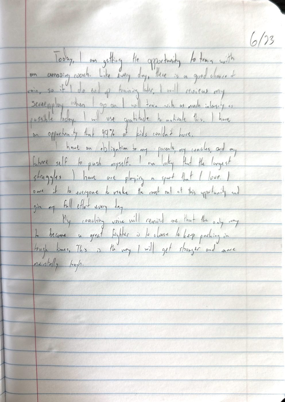 Scan of the handwritten notebook page, June 23, 2024
