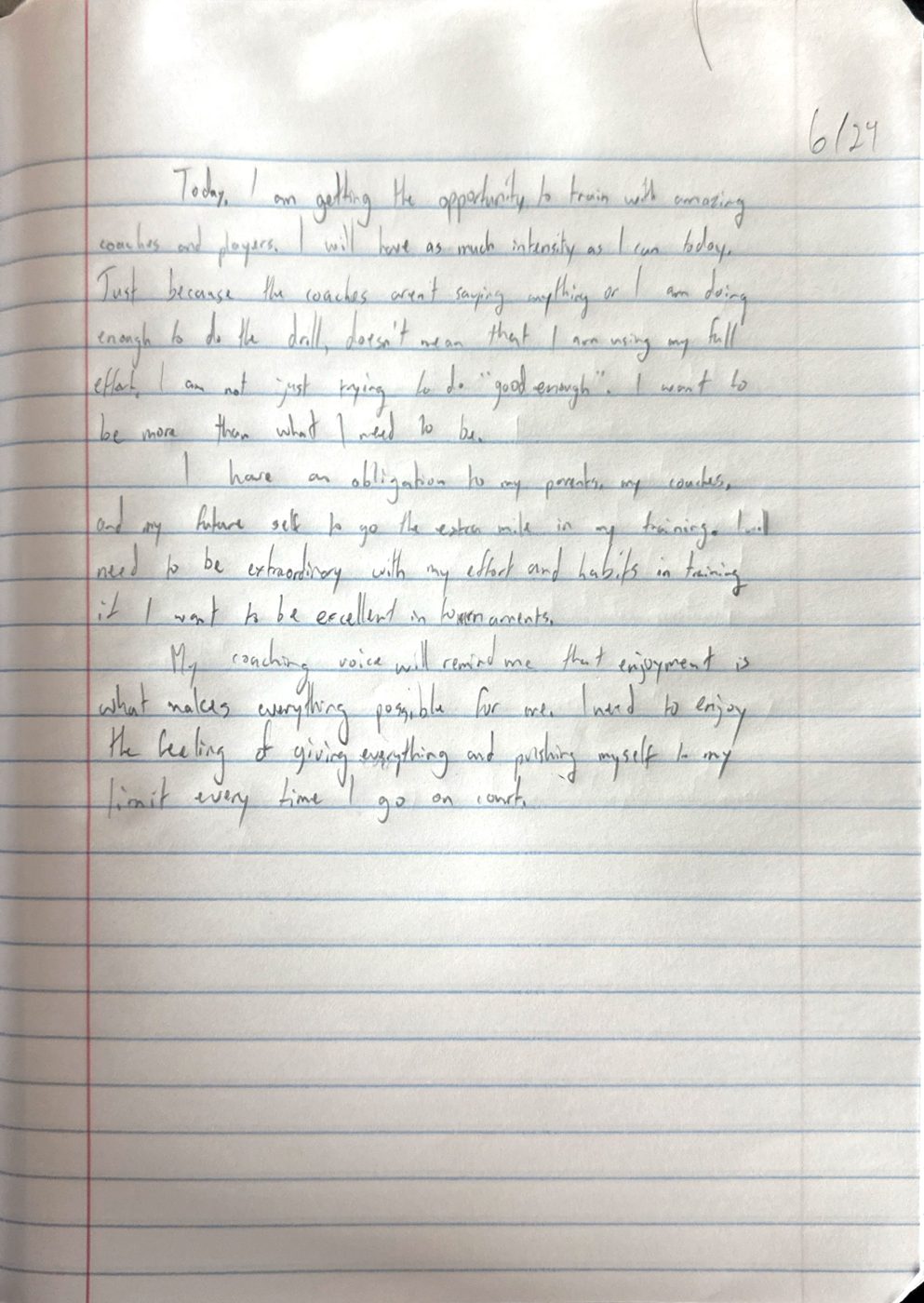 Scan of the handwritten notebook page, June 24, 2024
