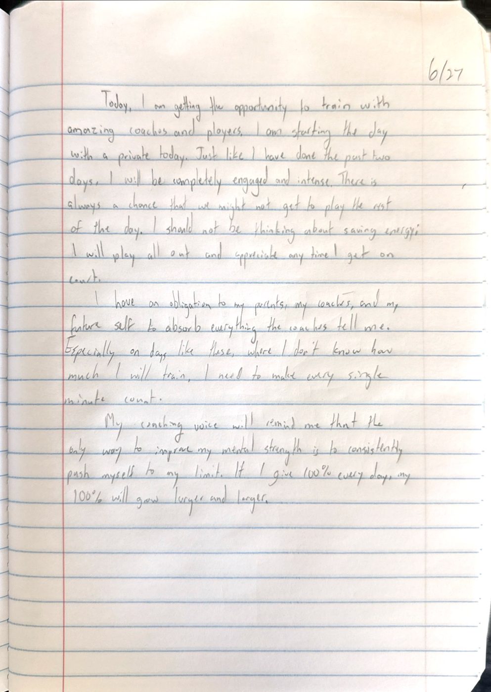 Scan of the handwritten notebook page, June 27, 2024