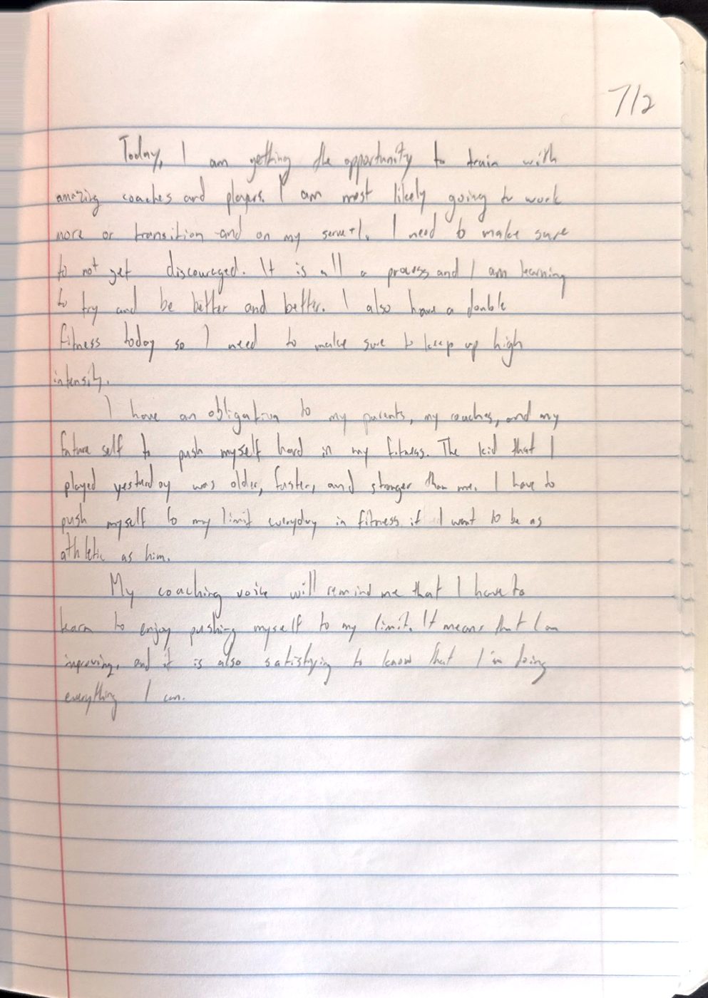 Scan of the handwritten notebook page, July 2, 2024