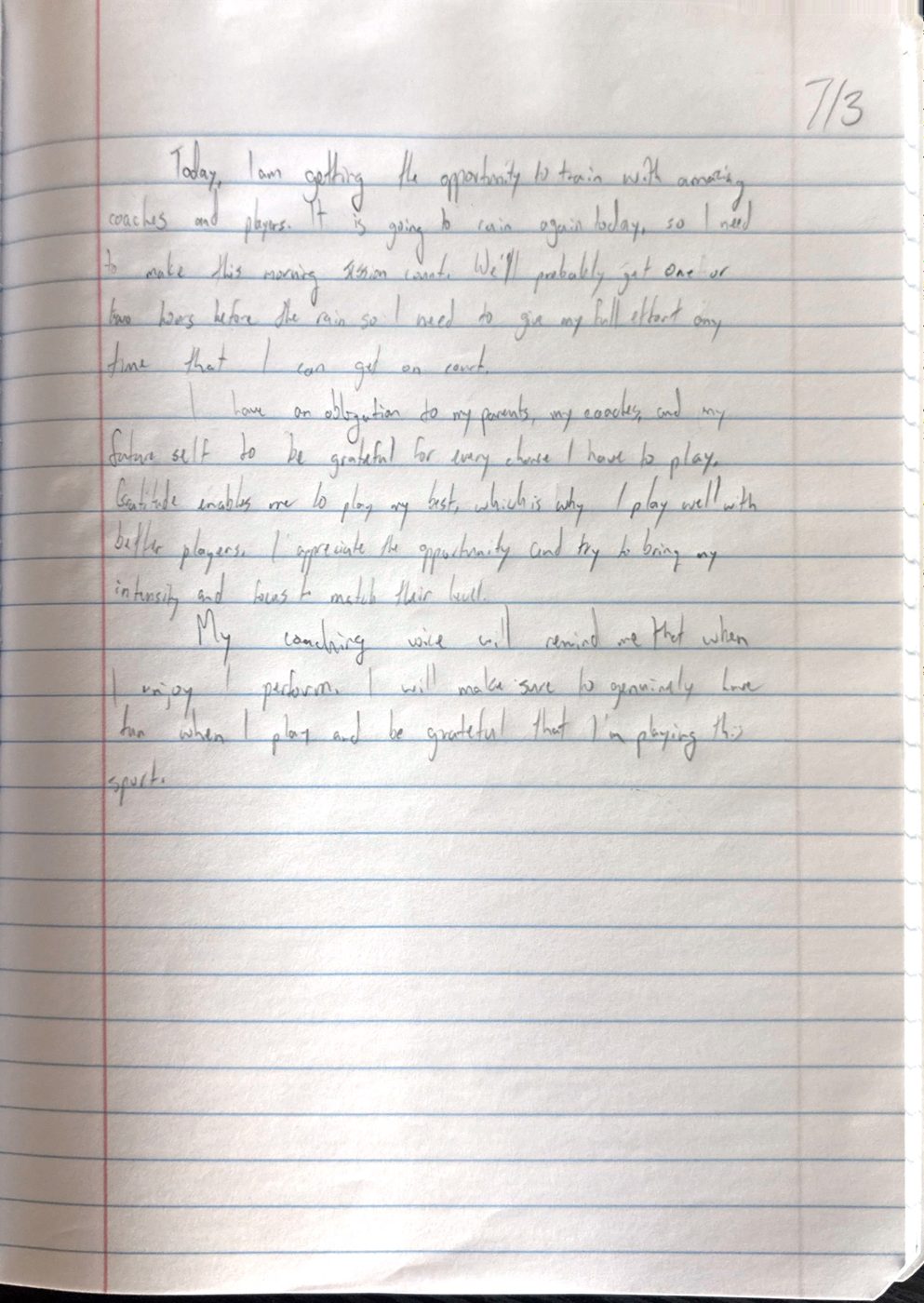 Scan of the handwritten notebook page, July 3, 2024