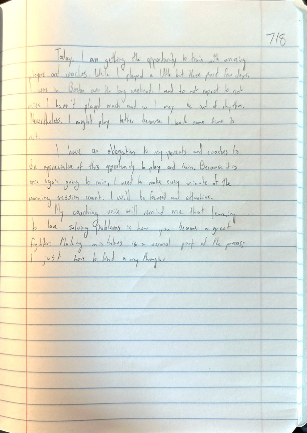 Scan of the handwritten notebook page, July 8, 2024