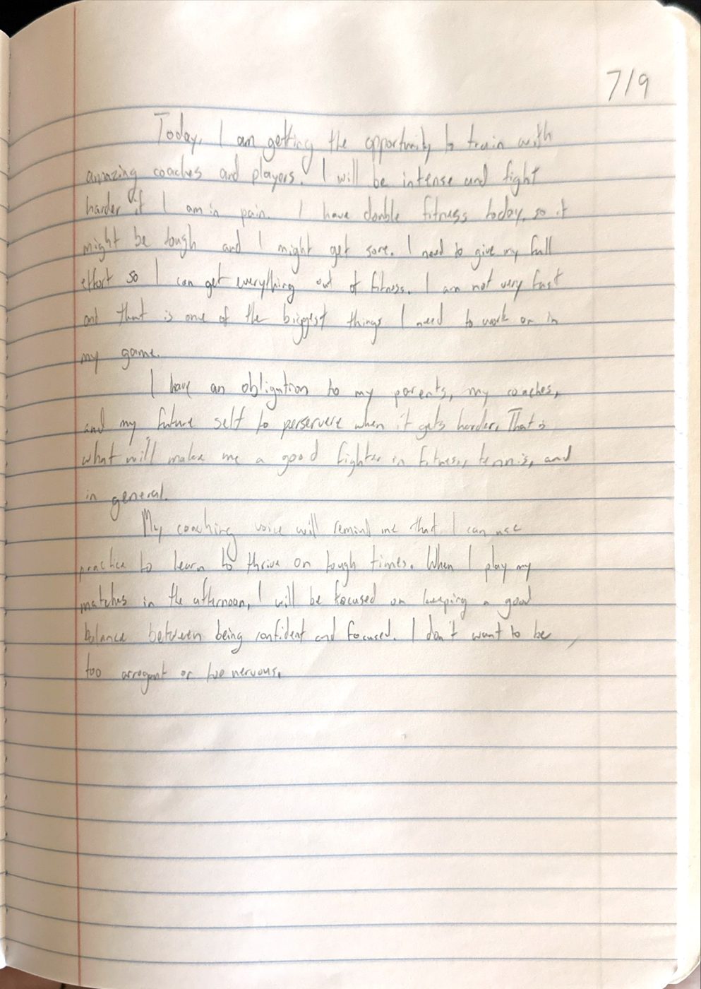 Scan of the handwritten notebook page, July 9, 2024