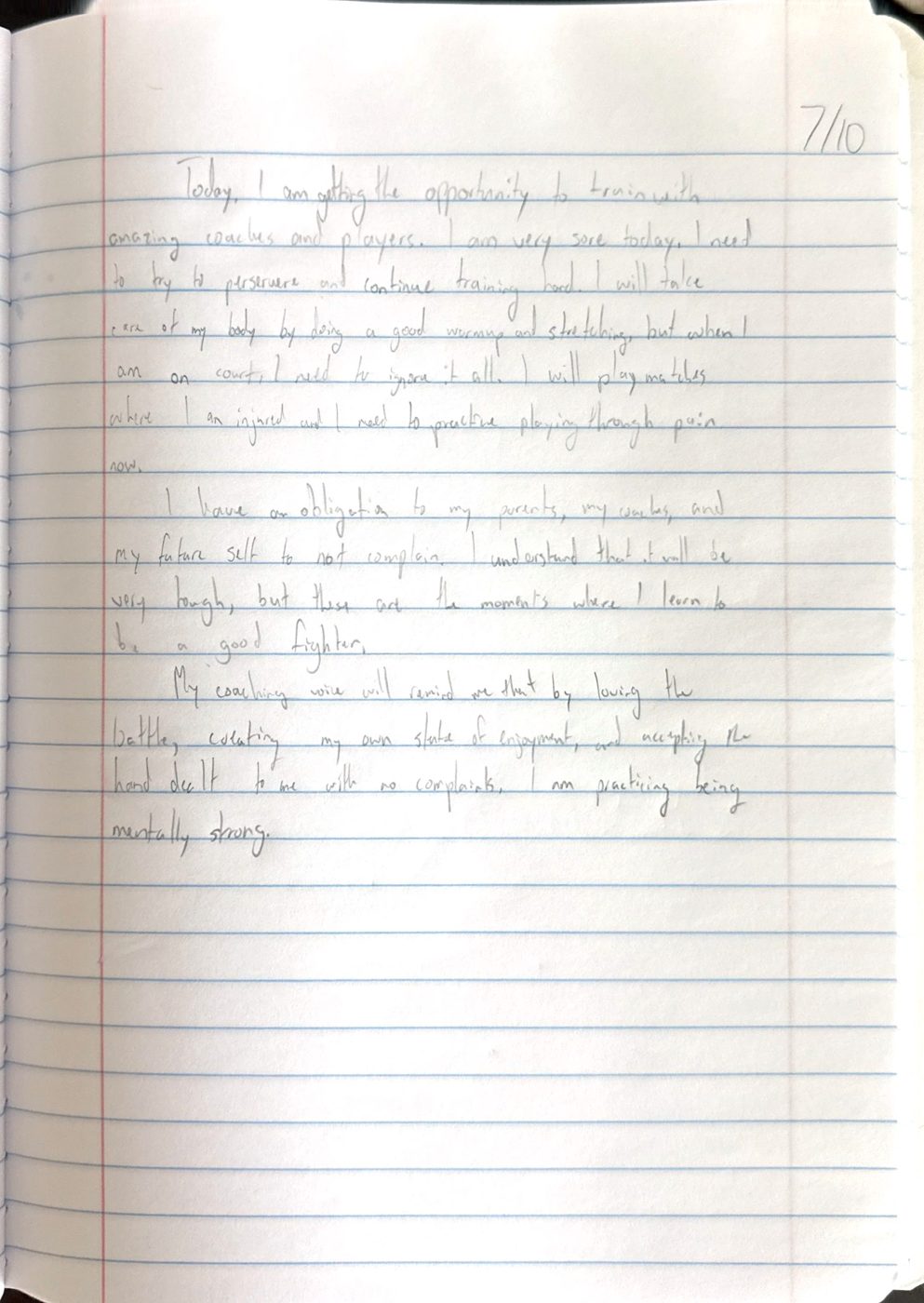 Scan of the handwritten notebook page, July 10, 2024
