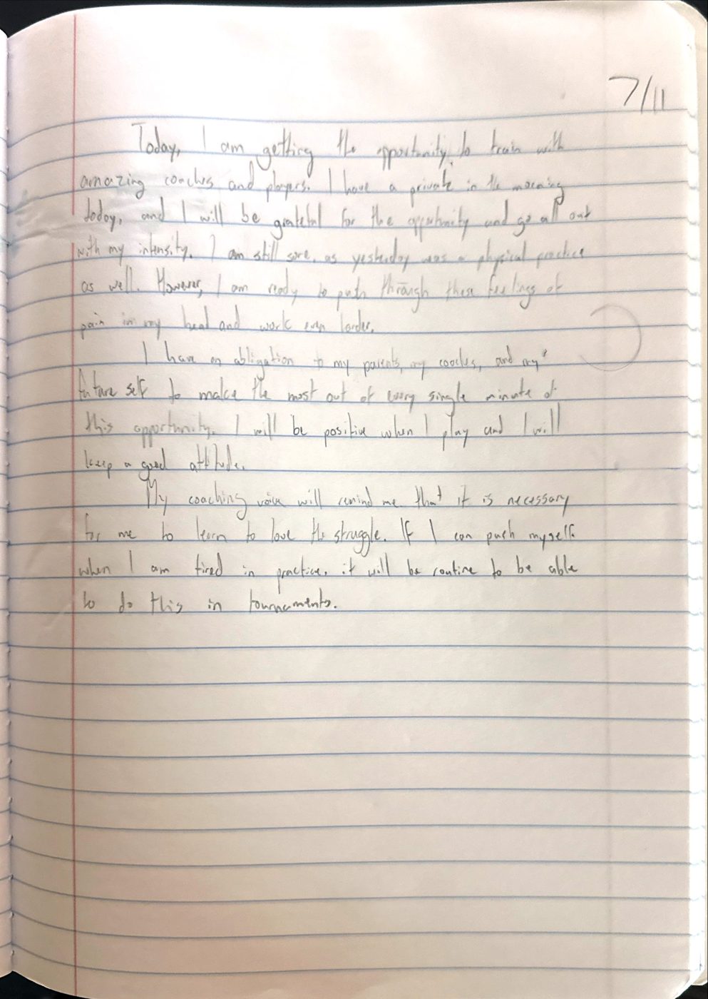 Scan of the handwritten notebook page, July 11, 2024
