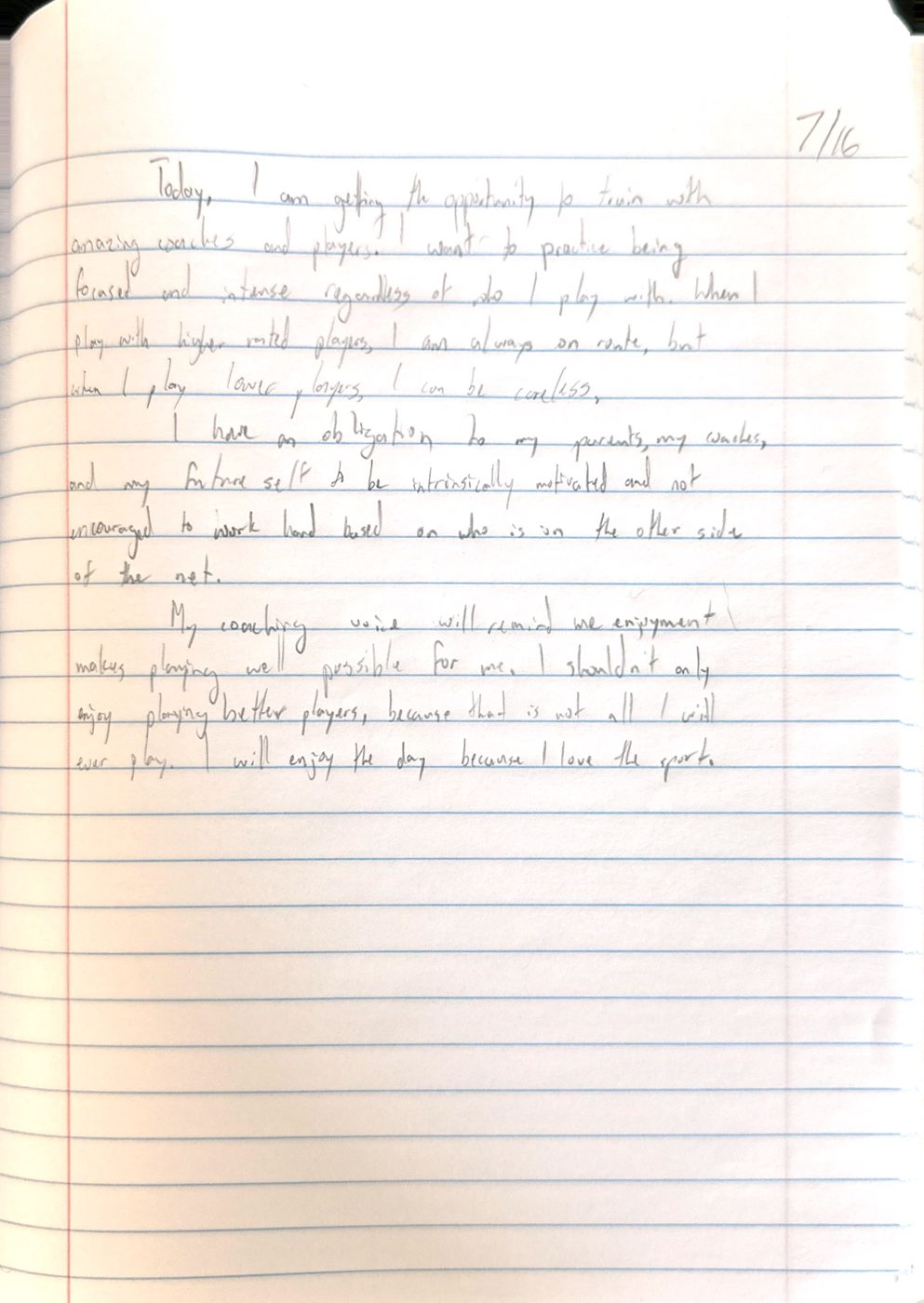 Scan of the handwritten notebook page, July 16, 2024
