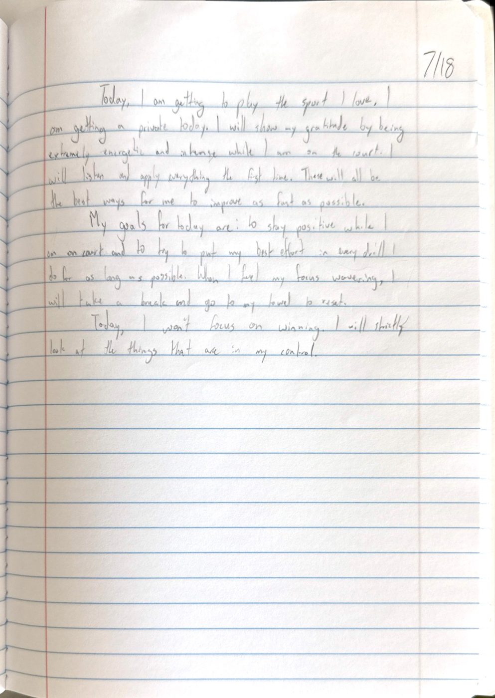 Scan of the handwritten notebook page, July 18, 2024