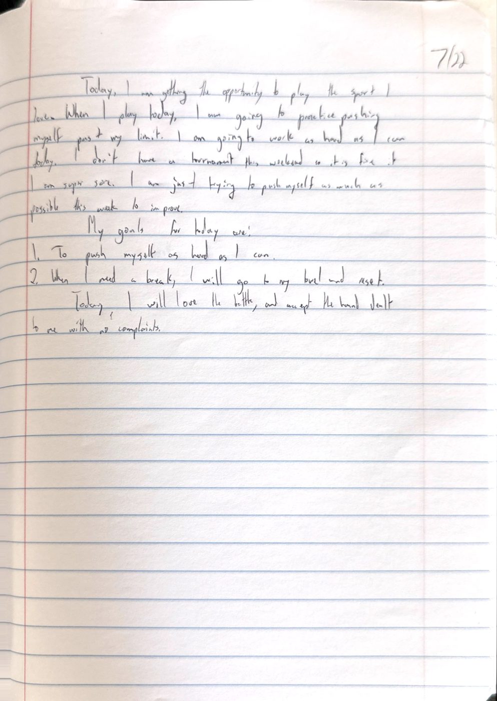 Scan of the handwritten notebook page, July 22, 2024