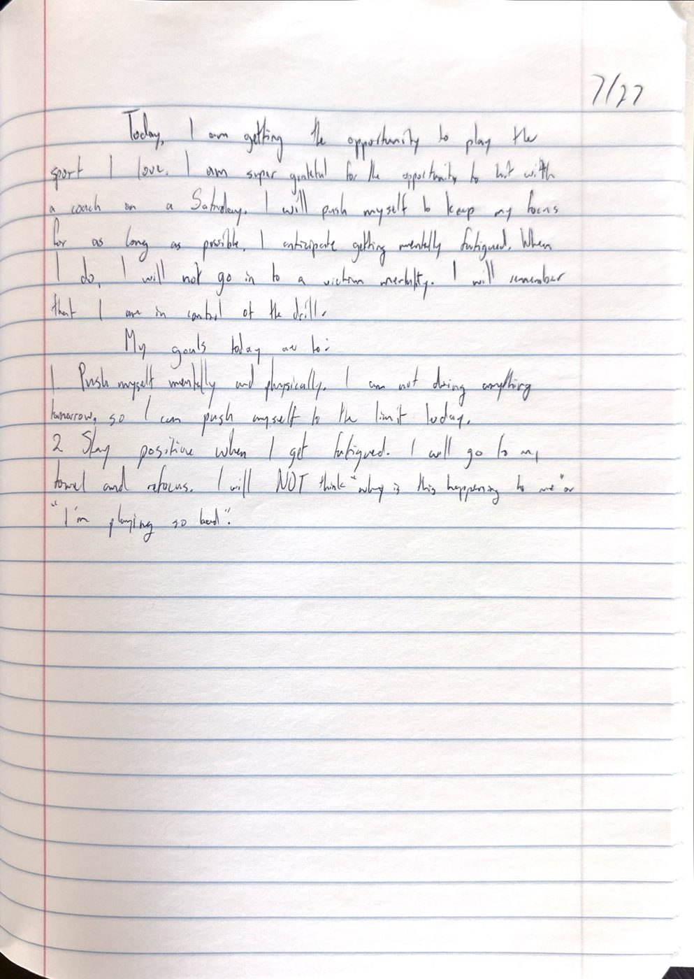 Scan of the handwritten notebook page, July 27, 2024
