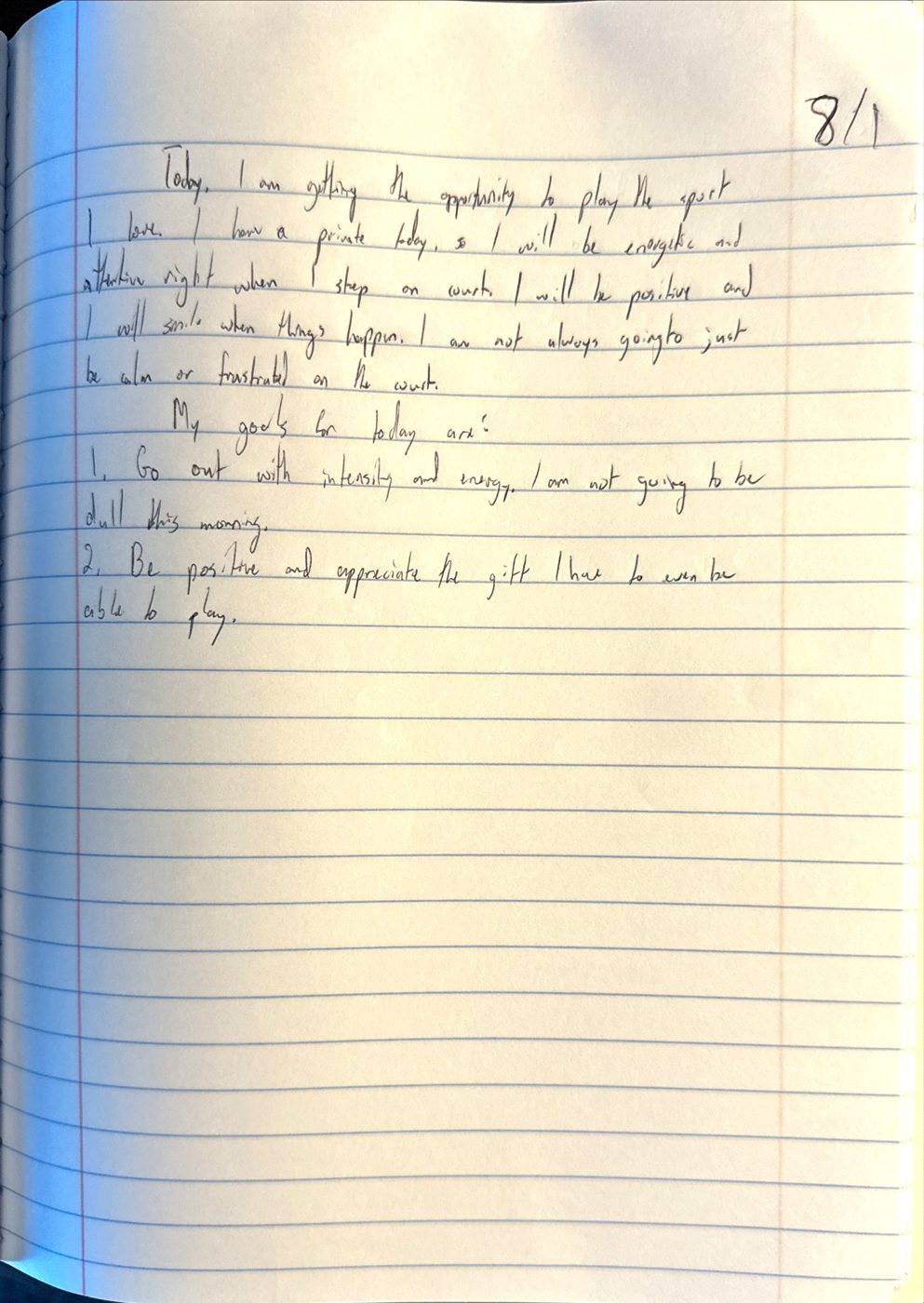 Scan of the handwritten notebook page, August 1, 2024