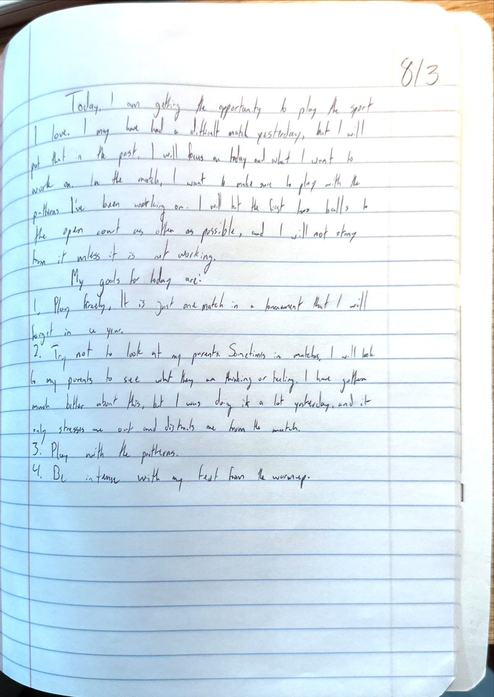 Scan of the handwritten notebook page, August 3, 2024