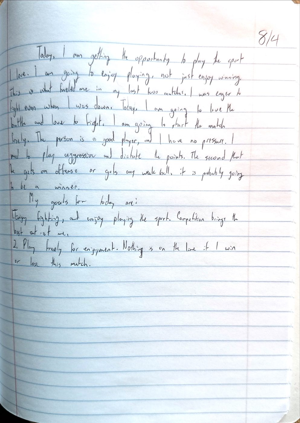 Scan of the handwritten notebook page, August 4, 2024