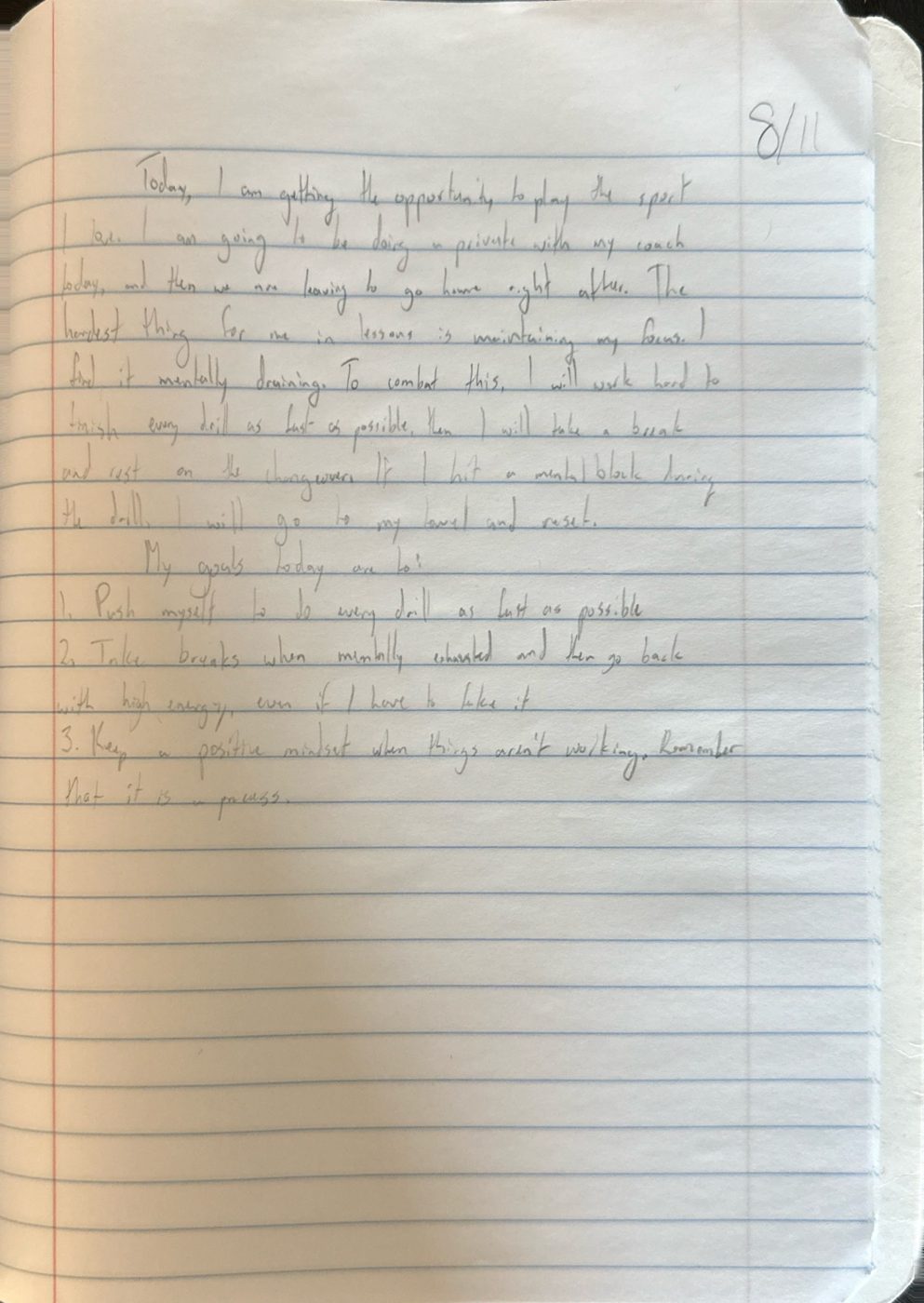 Scan of the handwritten notebook page, August 11, 2024