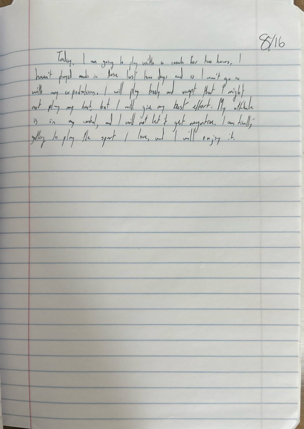 Scan of the handwritten notebook page, August 16, 2024
