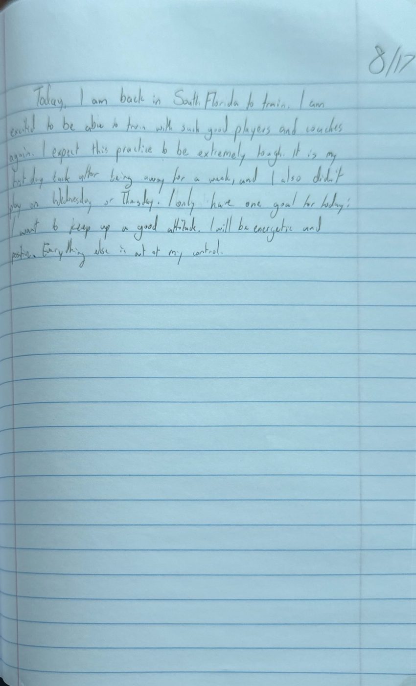 Scan of the handwritten notebook page, August 17, 2024