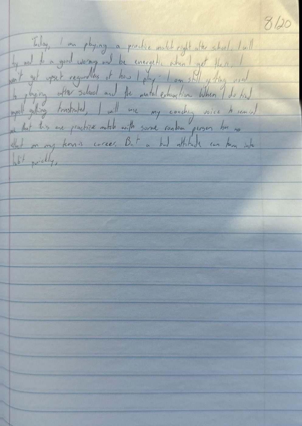 Scan of the handwritten notebook page, August 20, 2024
