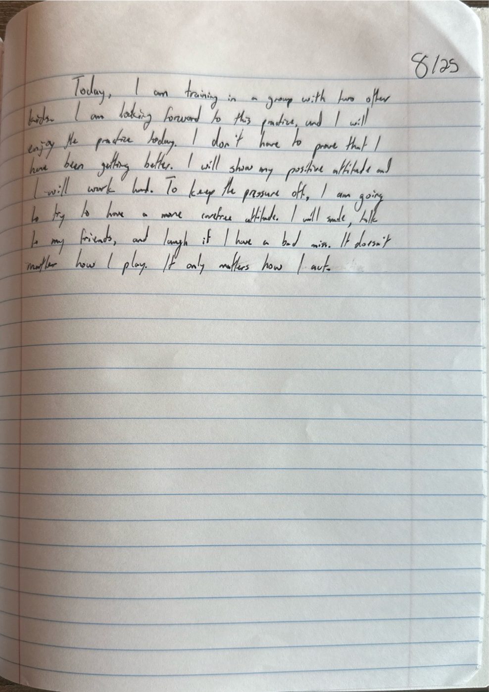 Scan of the handwritten notebook page, August 25, 2024