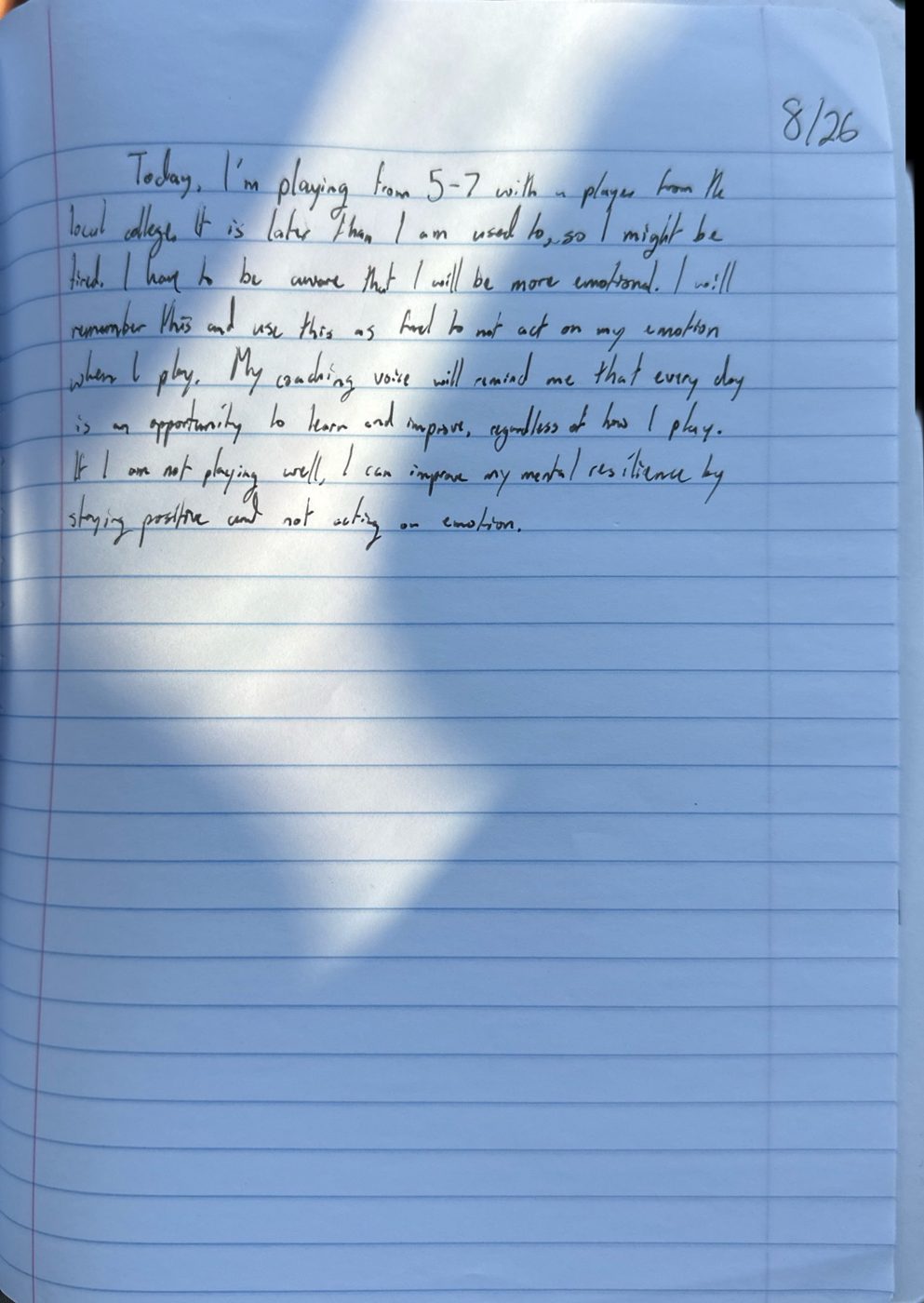 Scan of the handwritten notebook page, August 26, 2024