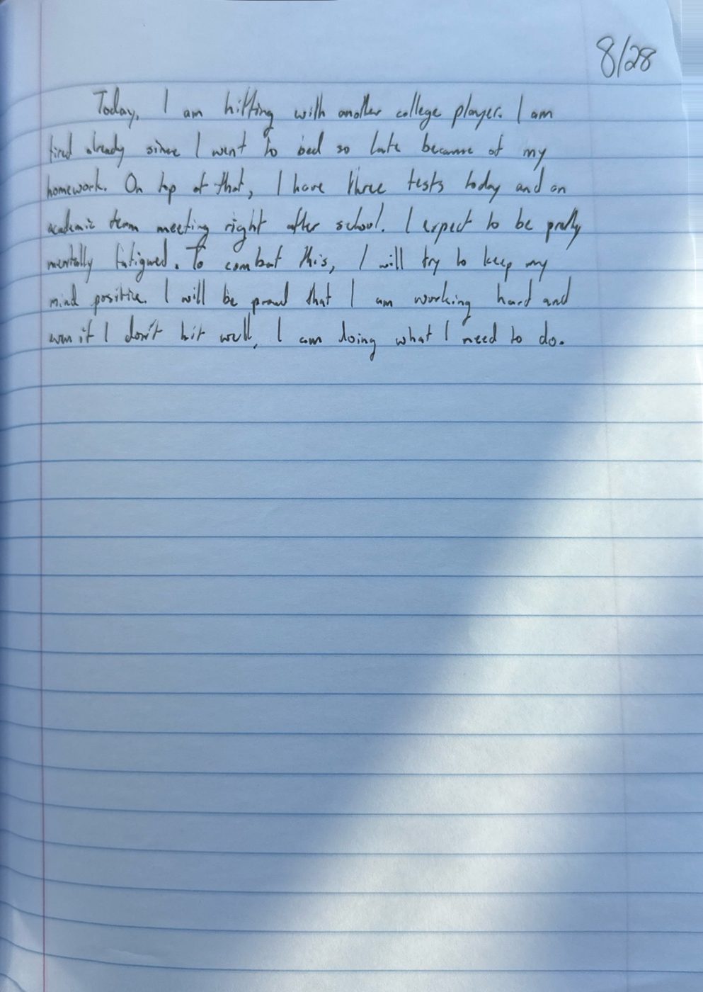 Scan of the handwritten notebook page, August 28, 2024