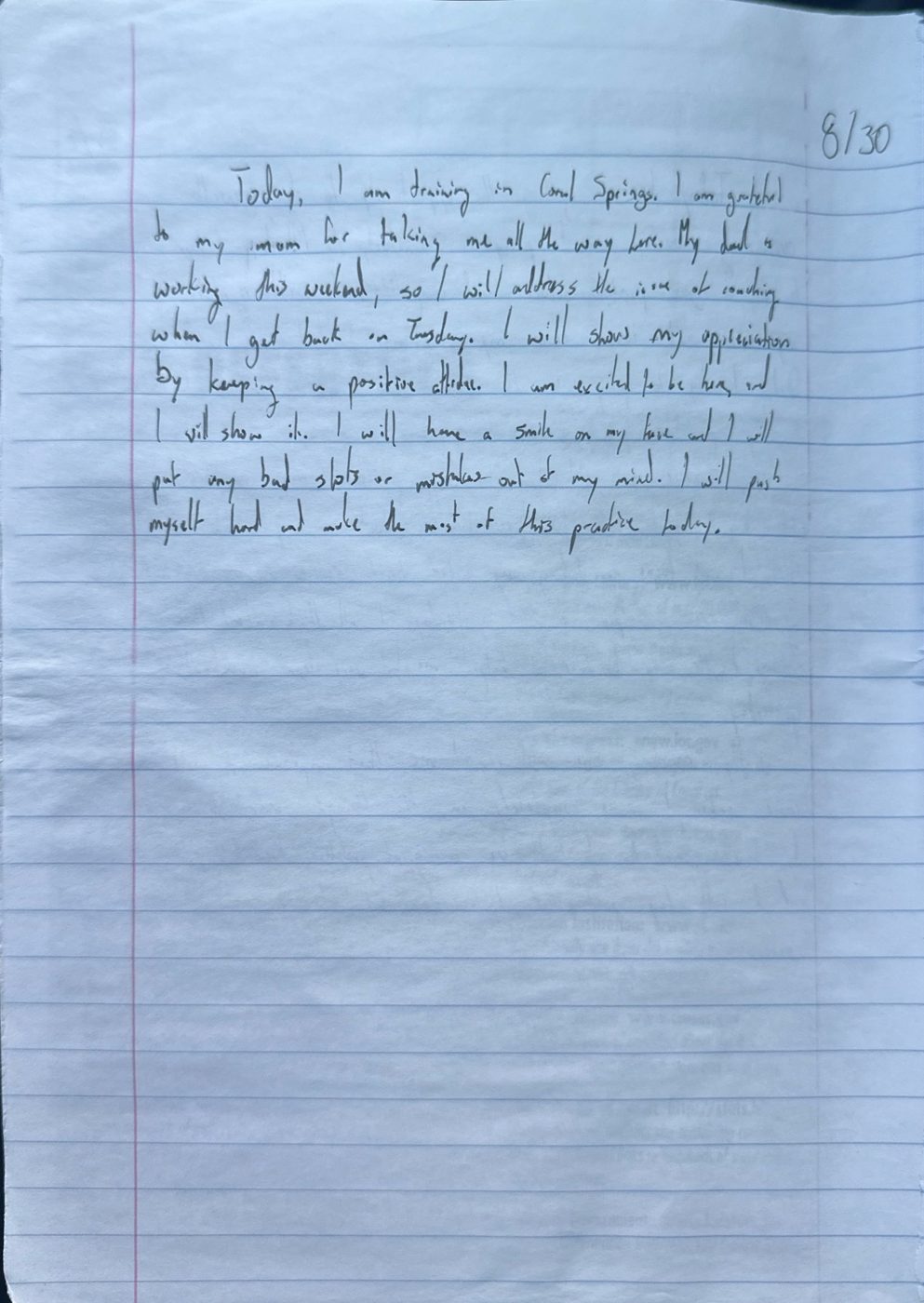 Scan of the handwritten notebook page, August 30, 2024