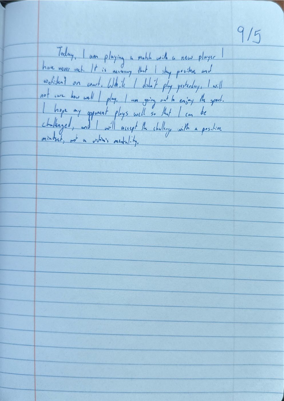 Scan of the handwritten notebook page, September 5, 2024