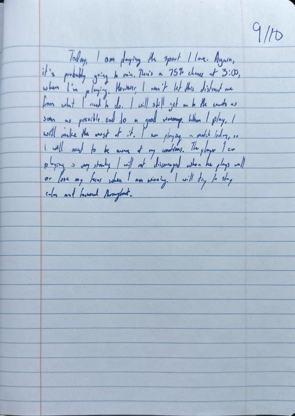 Scan of the handwritten notebook page, September 10, 2024