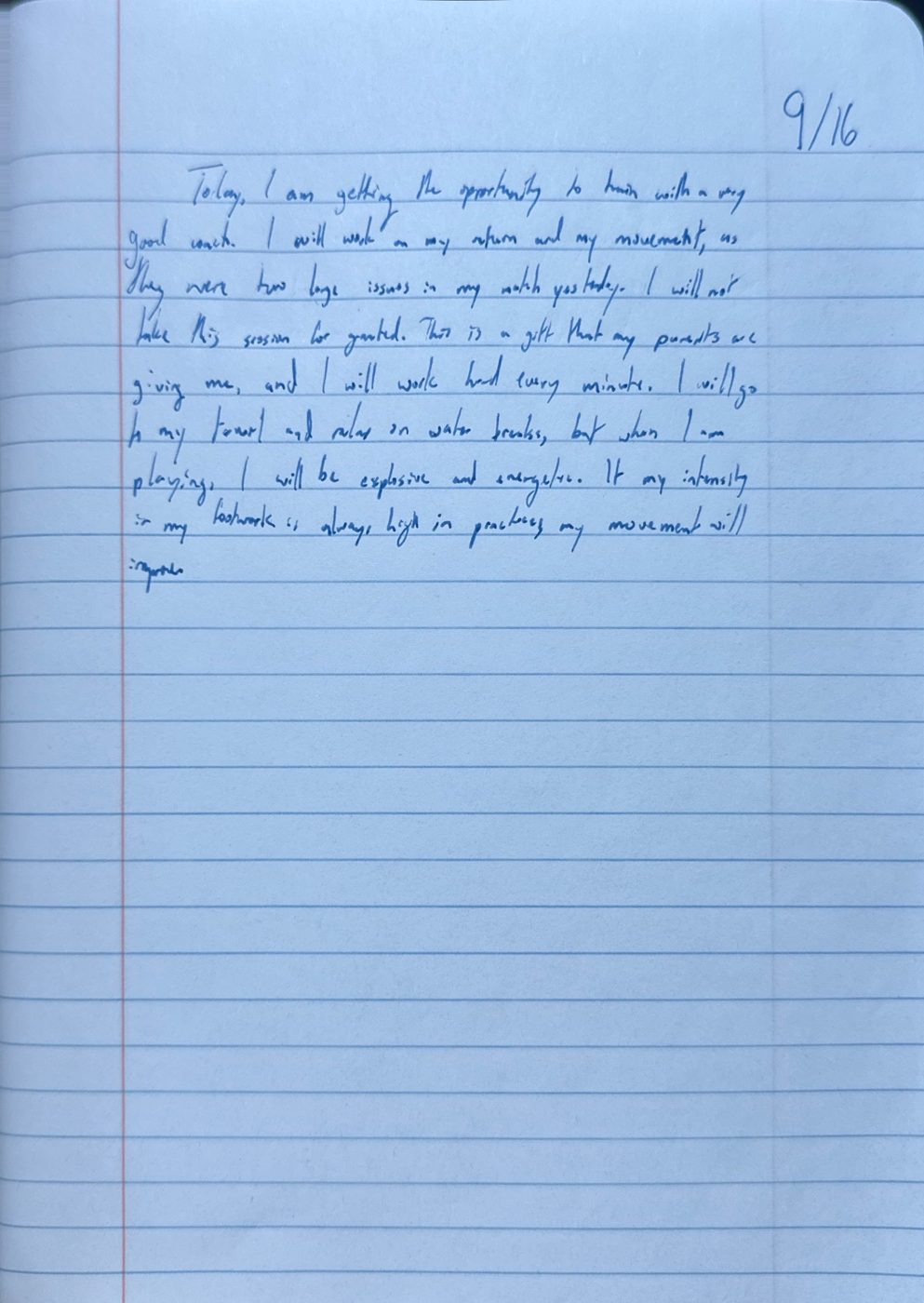 Scan of the handwritten notebook page, September 16, 2024
