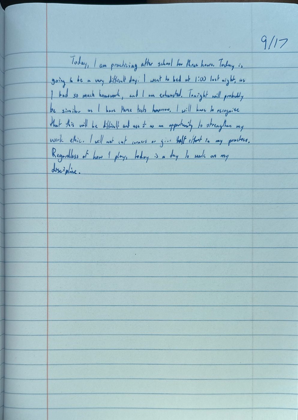 Scan of the handwritten notebook page, September 17, 2024