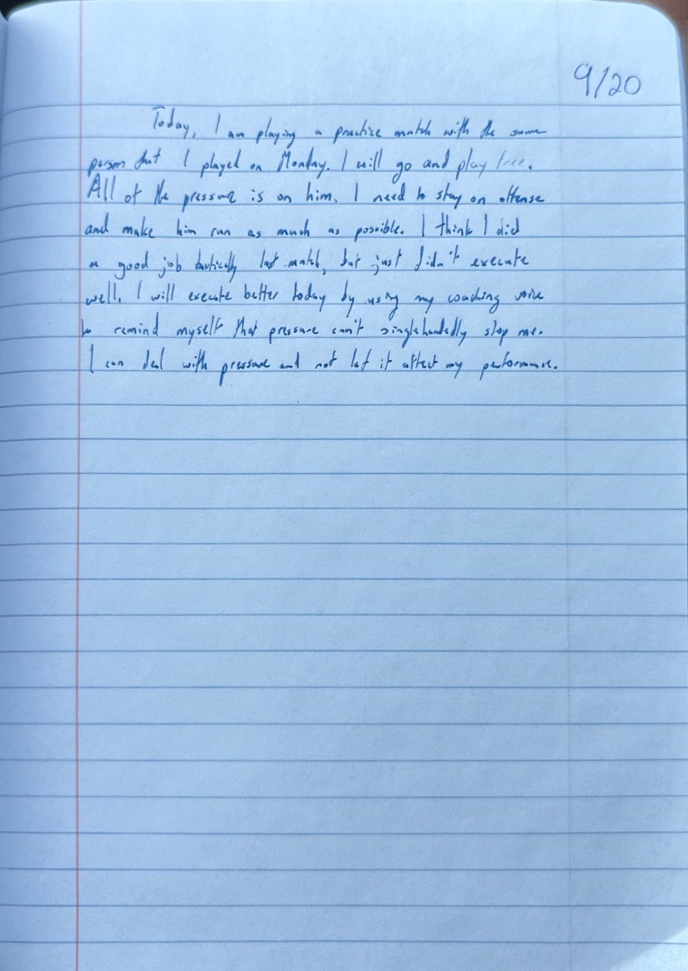 Scan of the handwritten notebook page, September 20, 2024