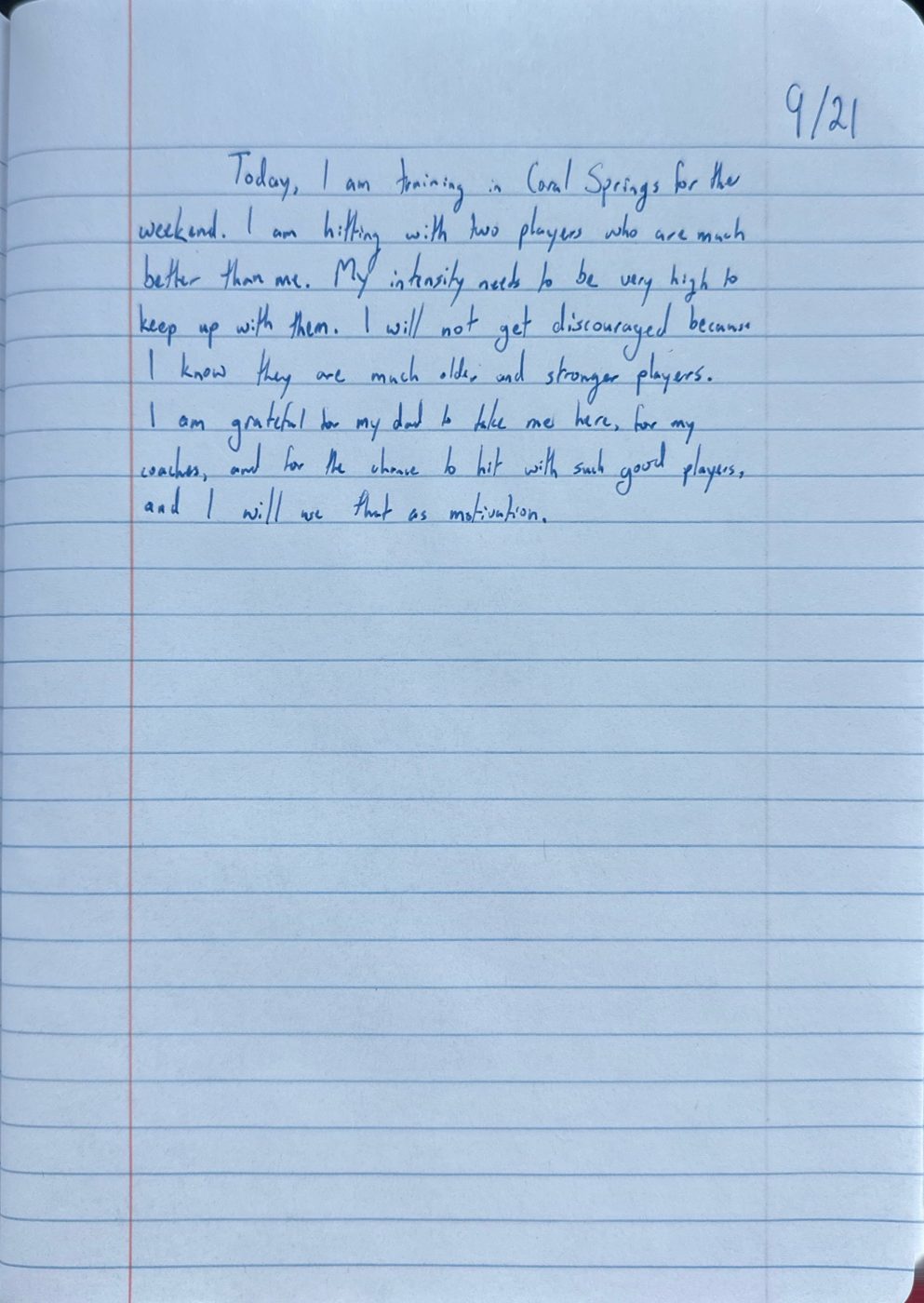 Scan of the handwritten notebook page, September 21, 2024