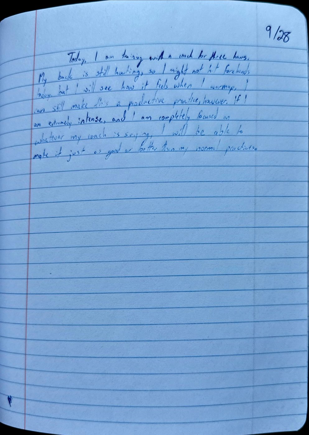 Scan of the handwritten notebook page, September 28, 2024