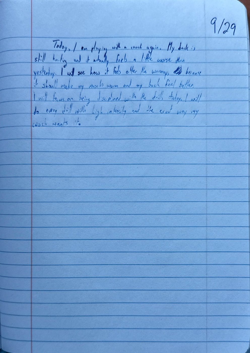 Scan of the handwritten notebook page, September 29, 2024