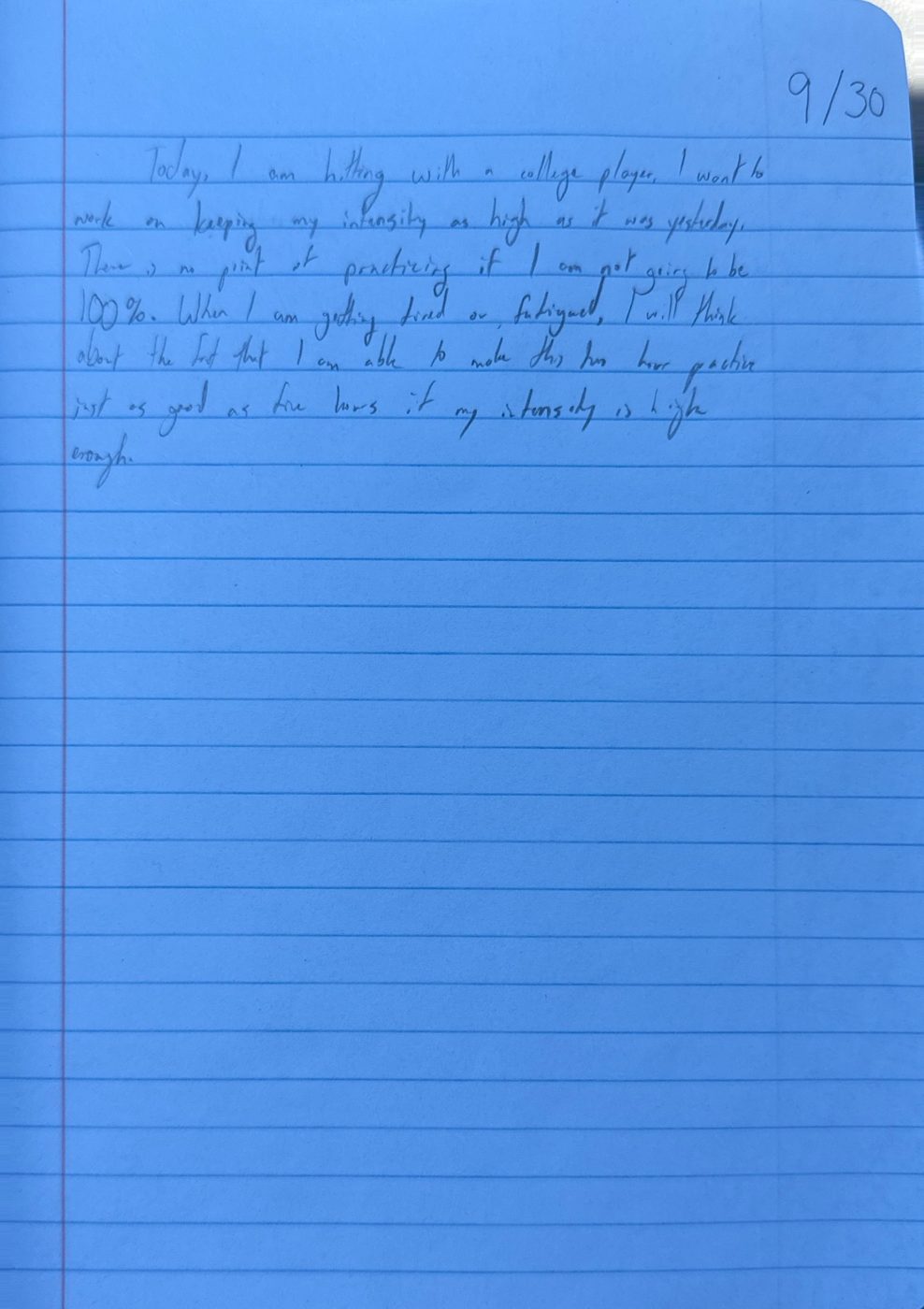 Scan of the handwritten notebook page, September 30, 2024